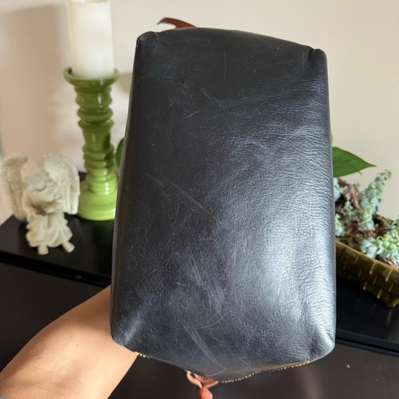 DOONEY & BOURKE Champosa Black Brown Pebbled Leather Satchel Handbag XL - Picture 7 of 13